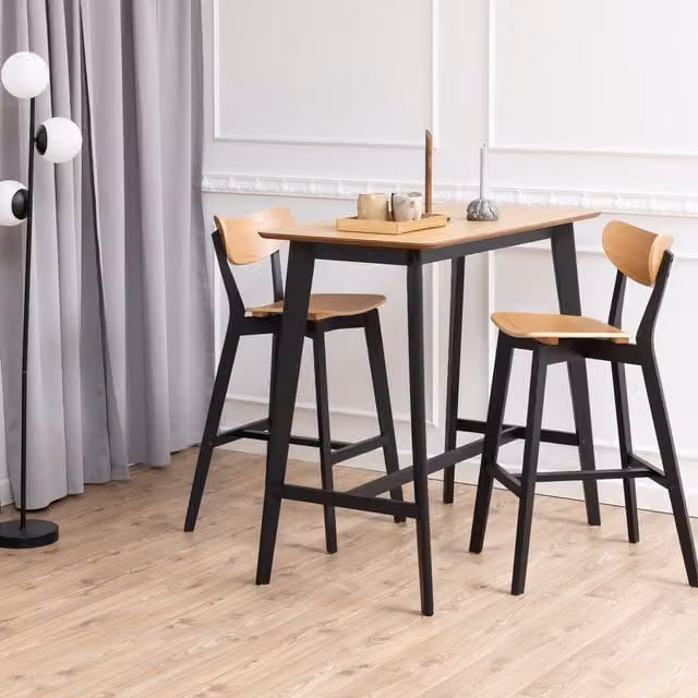 Furniture To Go Roxby Modern Oak Bar Table and 2 Stools Set in Brown