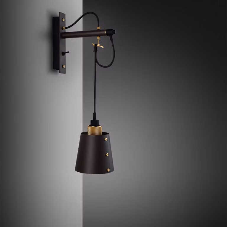Buster + Punch Hooked Wall Light in Black and Gold/Brass Metal