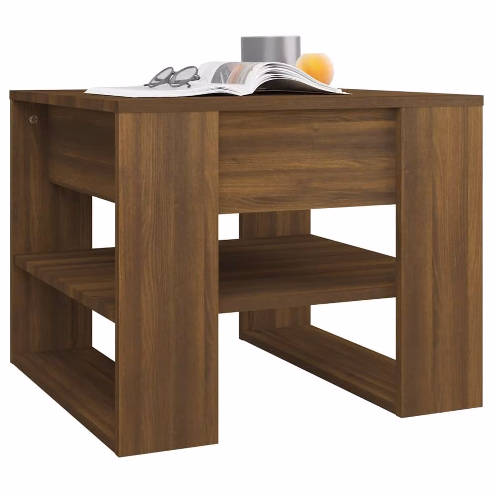 Berkfield Home Brown Oak Coffee Table, W/D/H: 55.5 x 55.5 x 45 cm – 5