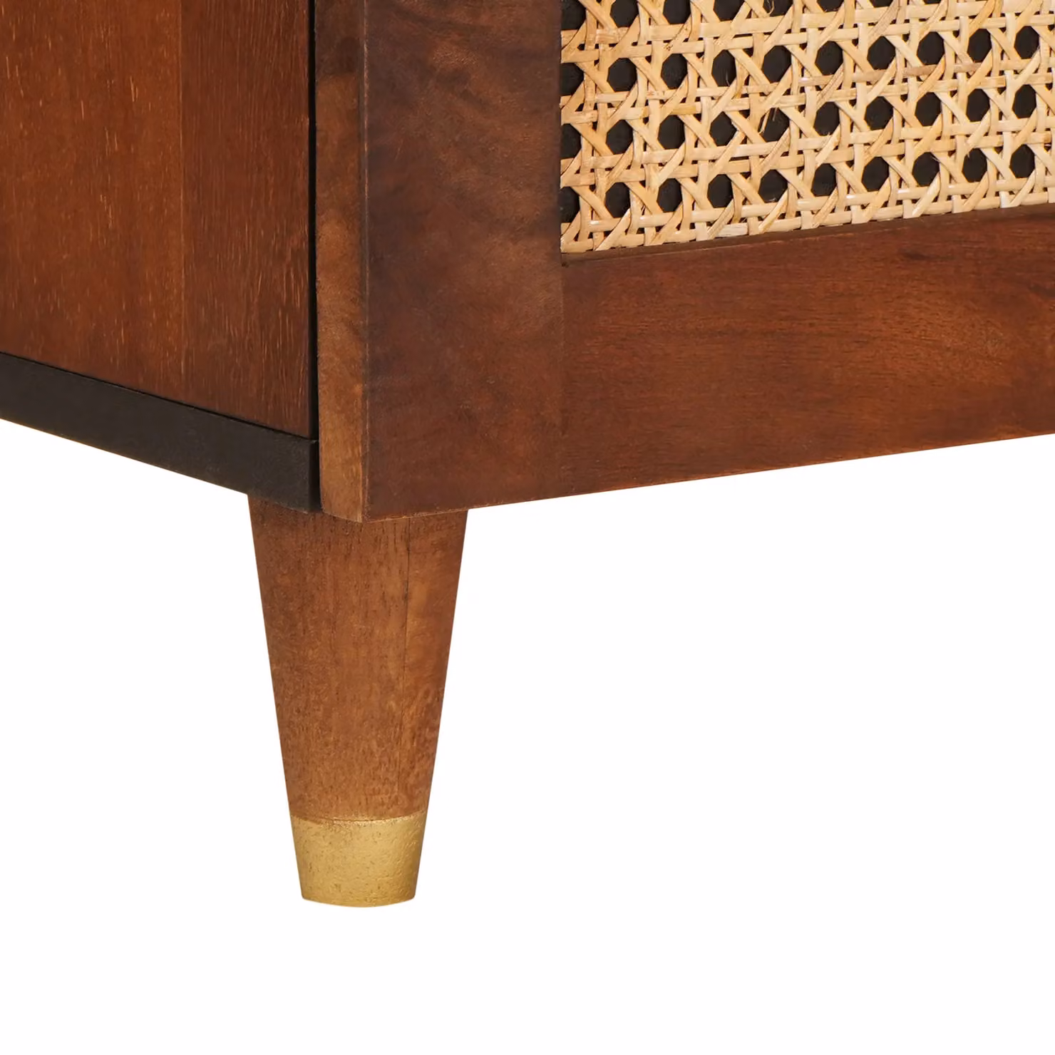 Berkfield Modern Brown Mango Wood and Cane Home Media Storage Cabinet – 6