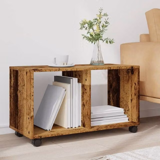 Berkfield Home vidaXL Rolling Cabinet in Old Wood Brown, W/D/H: 72 x 33 x 42.5 cm – 1