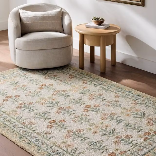 Livabliss Fairfax Hand Tufted Wool Floral Rug in Yellow Green Beige and Pink, W: 200 cm, D: 275 cm