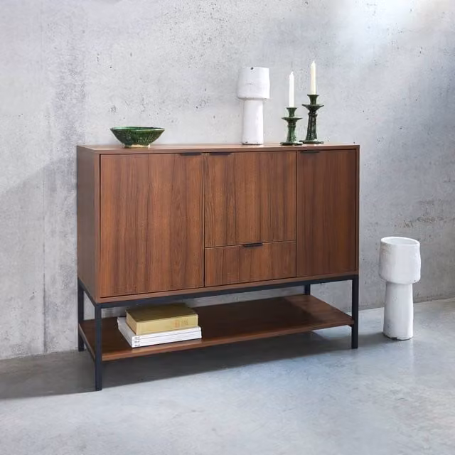 sweeek 3-door Walnut Sideboard in Dark Brown, W/D/H: 110 x 40 x 85.5 cm