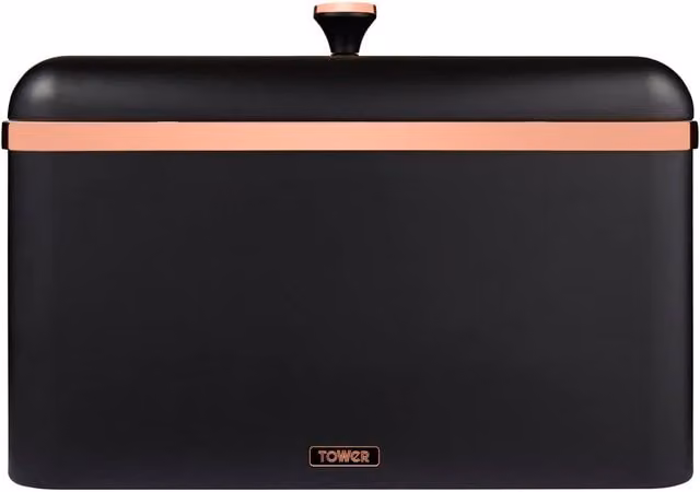 Tower Bread Bin in Black and Gold, W/D/H: 23.0 x 24.0 x 33.0 cm