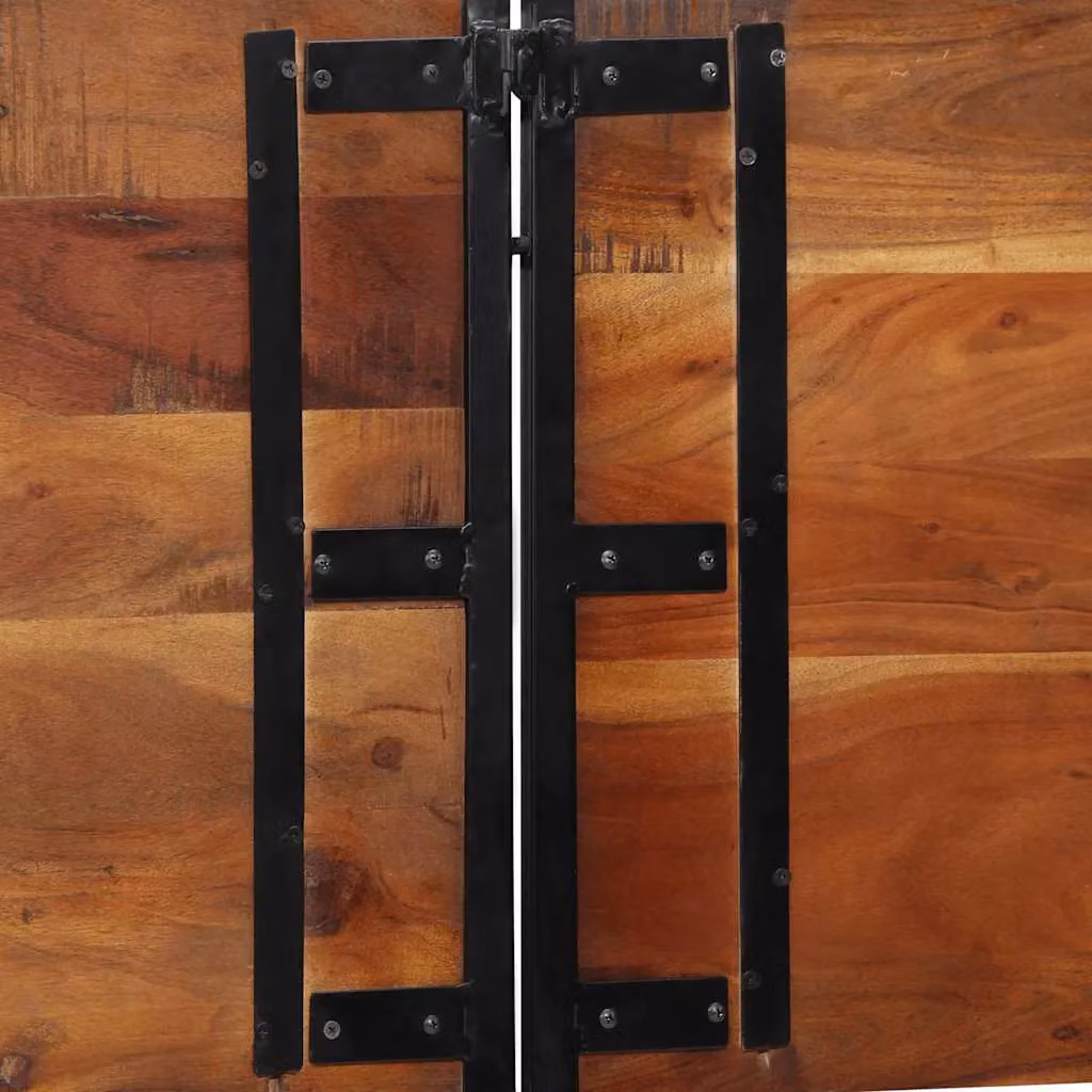 Berkfield Home Industrial Headboard in Brown Reclaimed Solid Wood and Iron, Width: 200 cm – 4