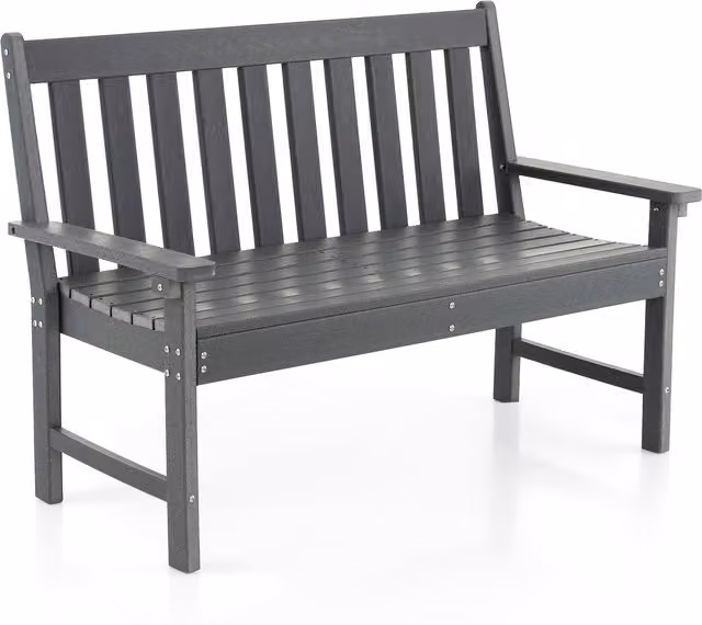 Costway Ergonomic 2 Person Outdoor Loveseat Bench in Grey