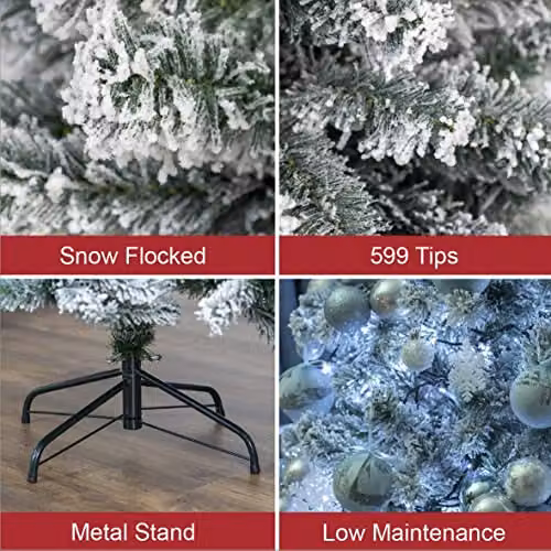 The Christmas Workshop 72069 Snowy Cone Fir Christmas Tree in White and Green, H 180 cm, W 93 cm, D 93 cm – 3