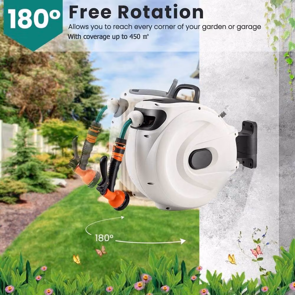Kelvenix Wall Mounted Portable Hose Reel, White – 3