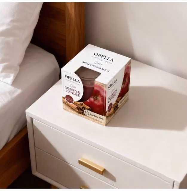 KDMD Apple Cinnamon Scented Candle in a Red Glass Jar