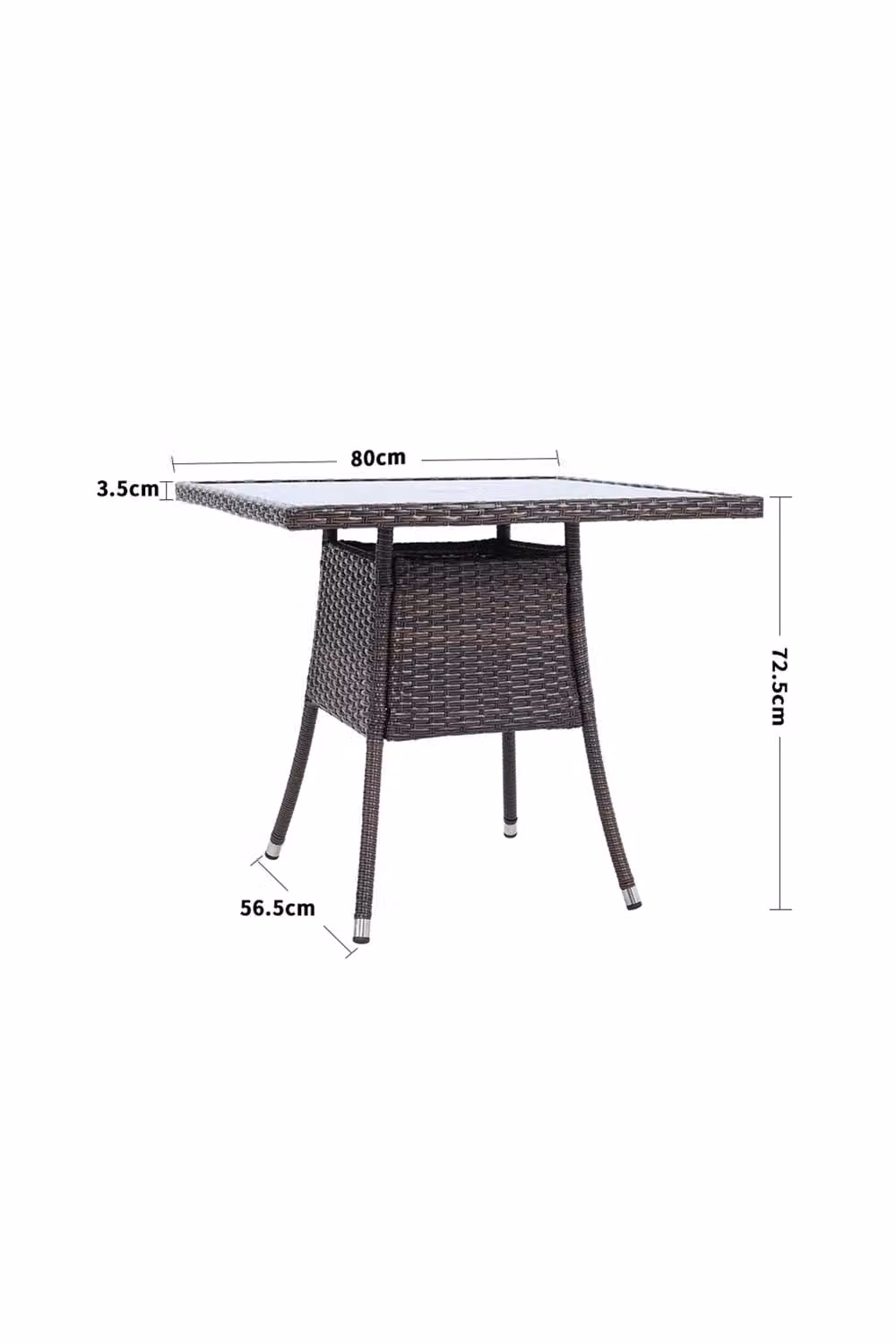 Living and Home Garden Wicker Dining Table with Tempered Glass Top and Parasol Hole in Brown – 2