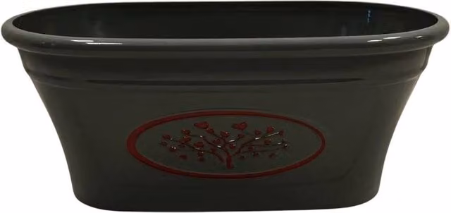 Four Candle Grey Love Heart Tree Plastic Oval Trough Planter, 38 cm
