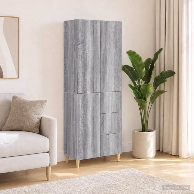 Berkfield Home Modern Grey 2-Piece Cabinet Set with Internal Drawers and Shelves, W/D/H: 66 x 34.5 x 90 cm