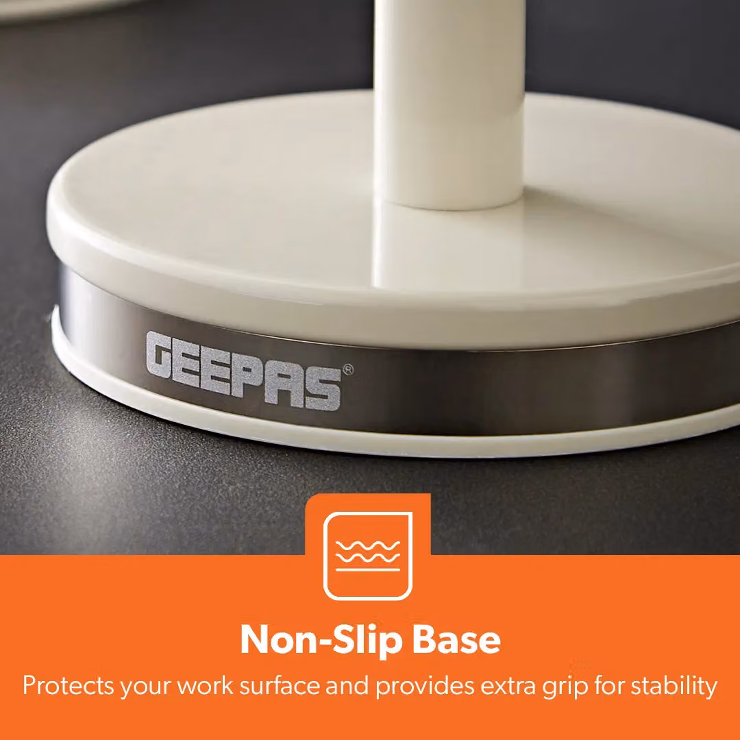 Geepas Retrovive Mug Tree and Towel Pole Set in Beige Metal with Non-Slip Base – 3