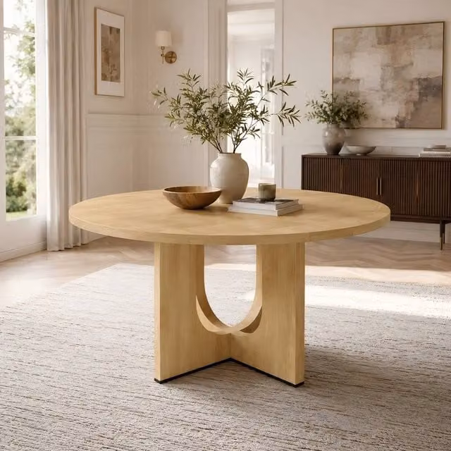 ModernLuxe Round Wood Dining Table in Brown, Diameter: 120 cm, Height: 75 cm – 1