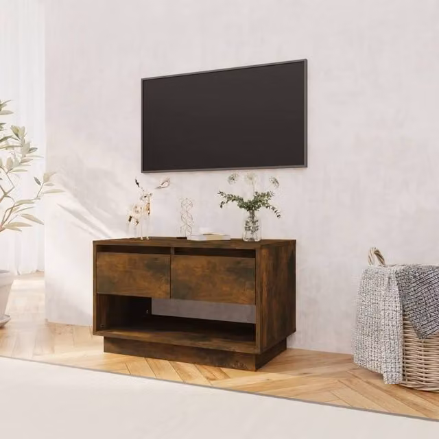 Berkfield Home Smoked Oak TV Cabinet in Brown, W/D/H: 70 x 41 x 44 cm – 1