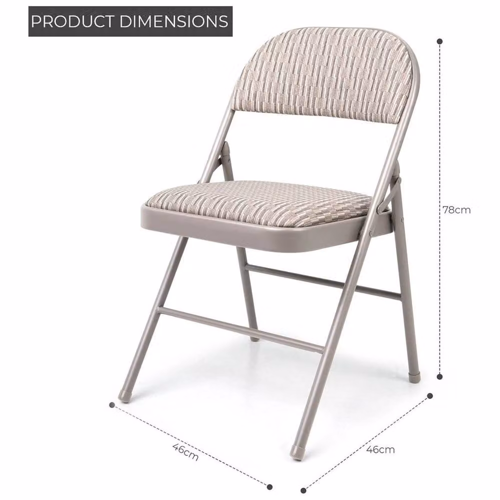 KORVIXA Metal Folding High Back Chair in Beige – 2