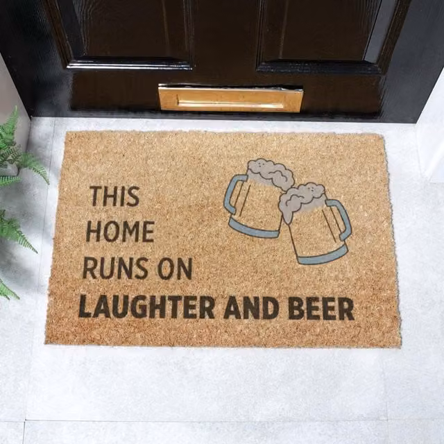 Artsy Mats Laughter & Beer Doormat in Brown, W: 60 cm, D: 40 cm – 1