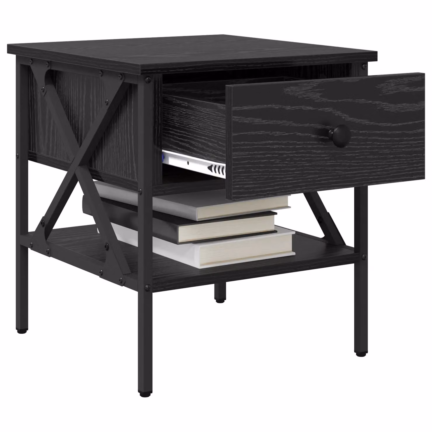 Berkfield Home Black Oak Bedside Table W/D/H: 40 x 42 x 45 cm – 3