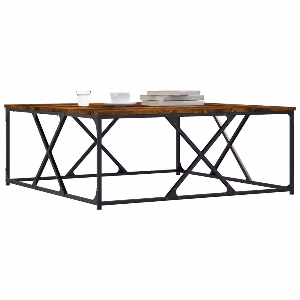 Berkfield Home Smoked Oak Coffee Table in Brown, W/D/H: 100 x 100 x 40 cm – 3