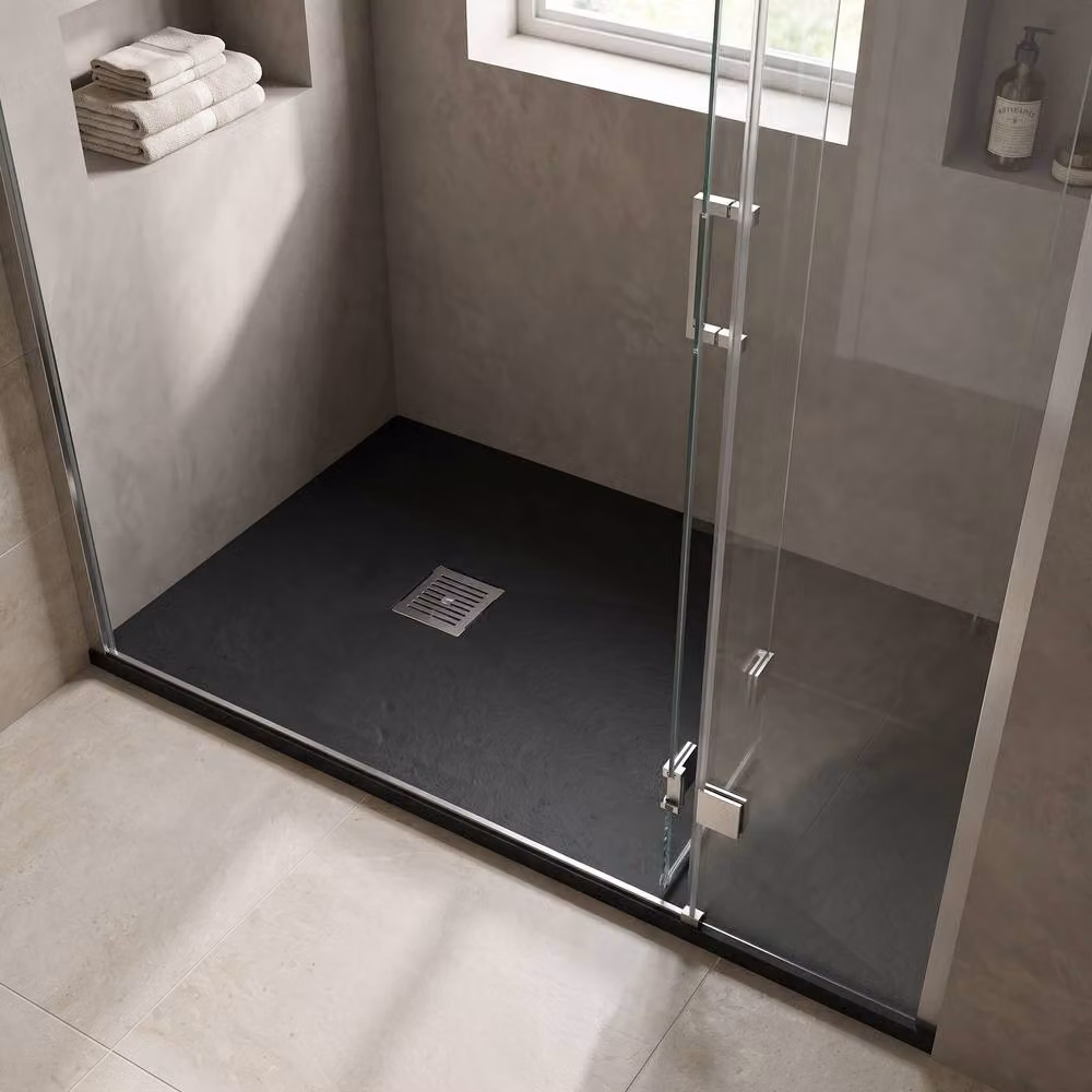Balterley Slimline Rectangular Acrylic Shower Tray, Slate Black, W: 140 cm x D: 80 cm – 3