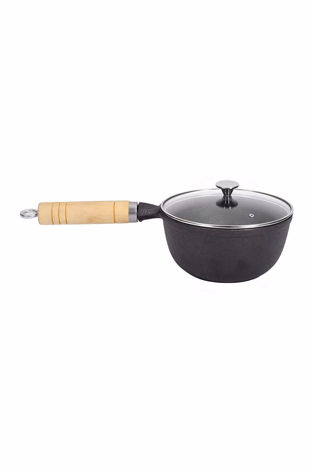 Garden Sanctuary Uncoated Cast Iron Saucepan with Glass Lid and Handle in Black – 2