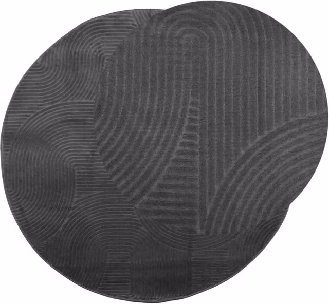 Berkfield Home IZA Round Short Pile Scandinavian Style Rug in Anthracite, Diameter: 100 cm
