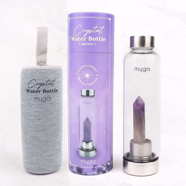 Myga Amethyst Crystal Glass Water Bottle, Purple, 500ml