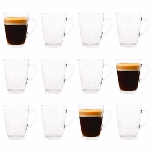 LAV Vega Glass Coffee Cups, 350ml, Pack of 12, Transparent – 1