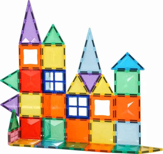 Dekko 60 Piece Magnetic Building Block Set with Tiles in Multicolour and Yellow for STEM Educational Play