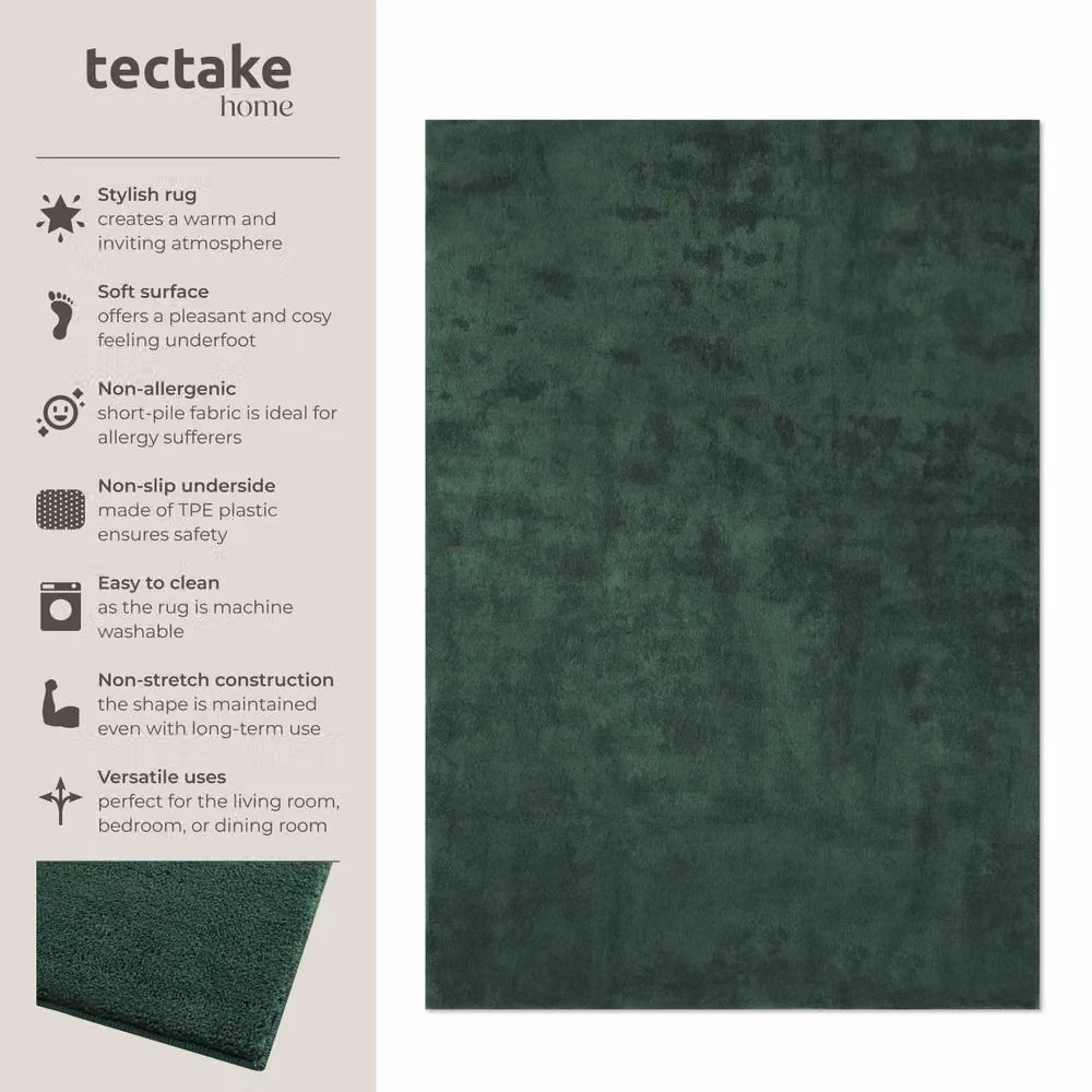 tectake Zonelle Modern Rectangular Rug, Green, W/D: 120 x 170 cm – 2