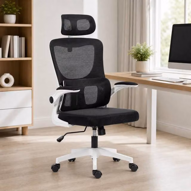 STILVORA Black Fabric Task Chair with Headrest and 360 Degree Swivel