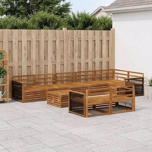 Berkfield Home 9 Piece Brown Outdoor Sofa Set – 1