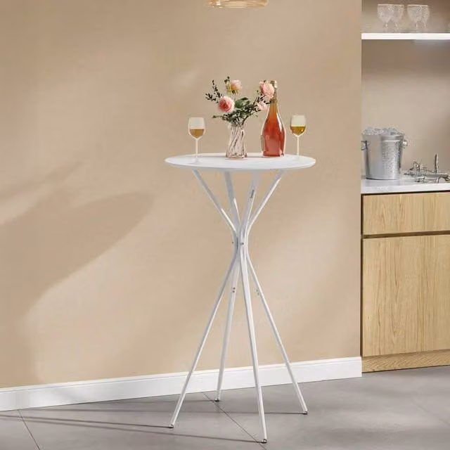 VASAGLE Round Cocktail Table in White