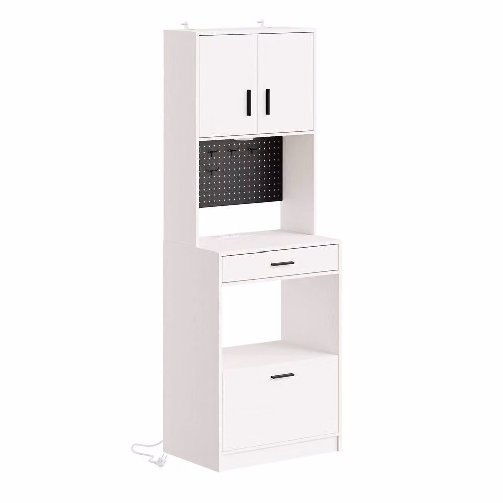 SoBuy Modern White Kitchen Sideboard with Pegboard Back – 2