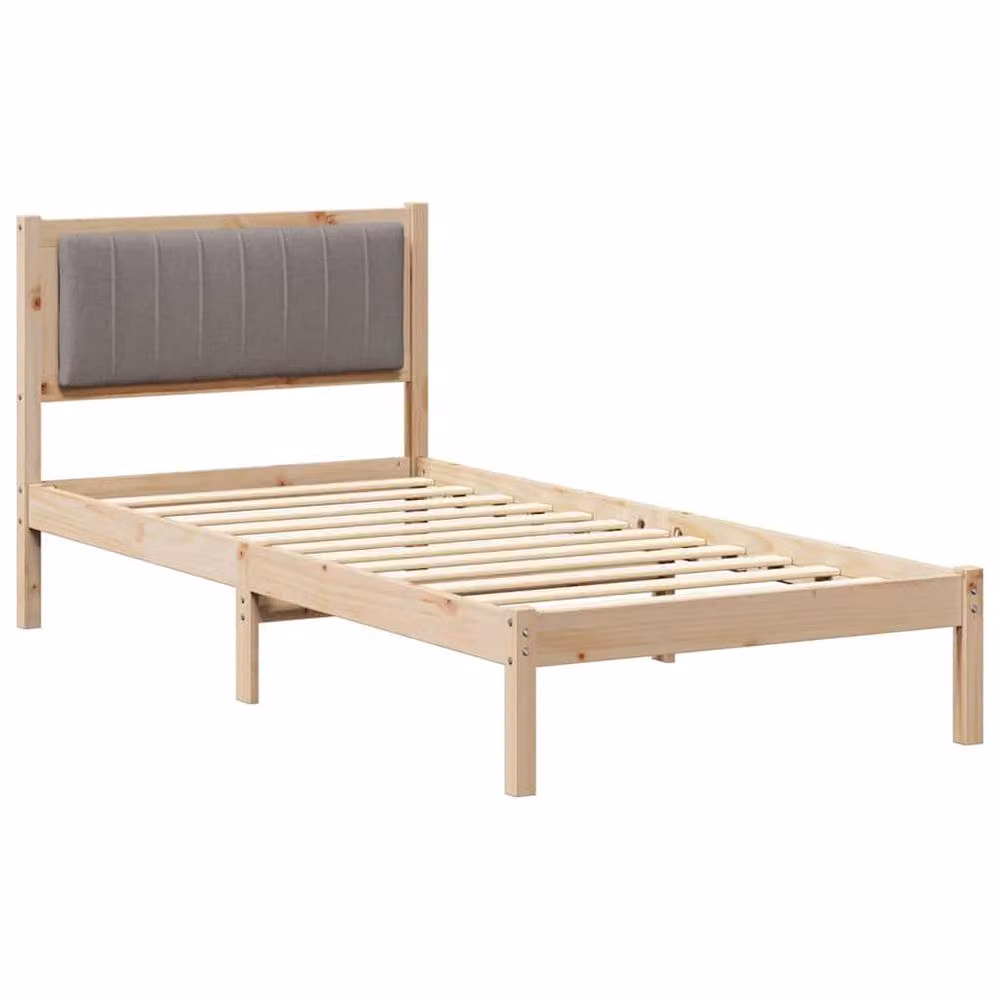 Berkfield Home Modern Upholstered Bed Frame with Headboard in Brown, W/D/H: 90 x 190 cm – 2