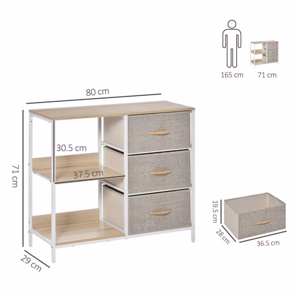 STILVORA Modern Beige Chest of Drawers with Metal Frame – 3