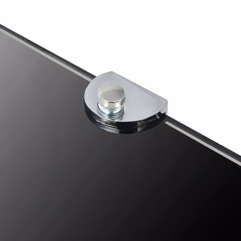 Berkfield Home Black Glass Corner Shelves with Chrome Supports, 2 Pack, W/D: 35 x 35 cm – 4
