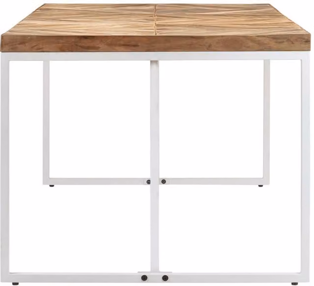 Berkfield Home White and Brown Rectangular Dining Table in Solid Acacia and Mango Wood, W/D/H: 180 x 90 x 76 cm