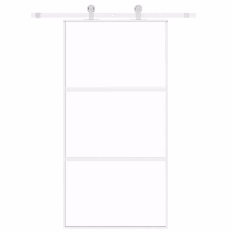 Berkfield Home Sliding Door in White and Black with Tempered Glass and Aluminium, W: 102.5 cm, H: 205 cm