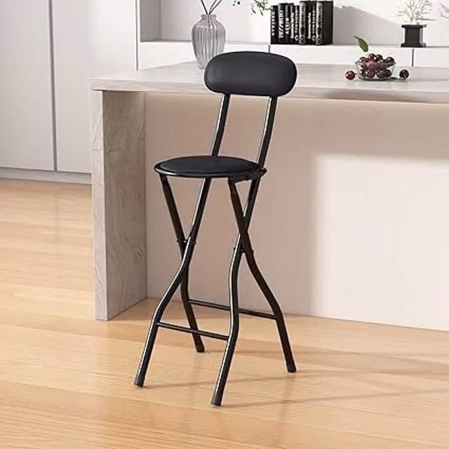 MCC Direct Padded Folding Breakfast Bar Stool High Chair in Grey and Black – 1