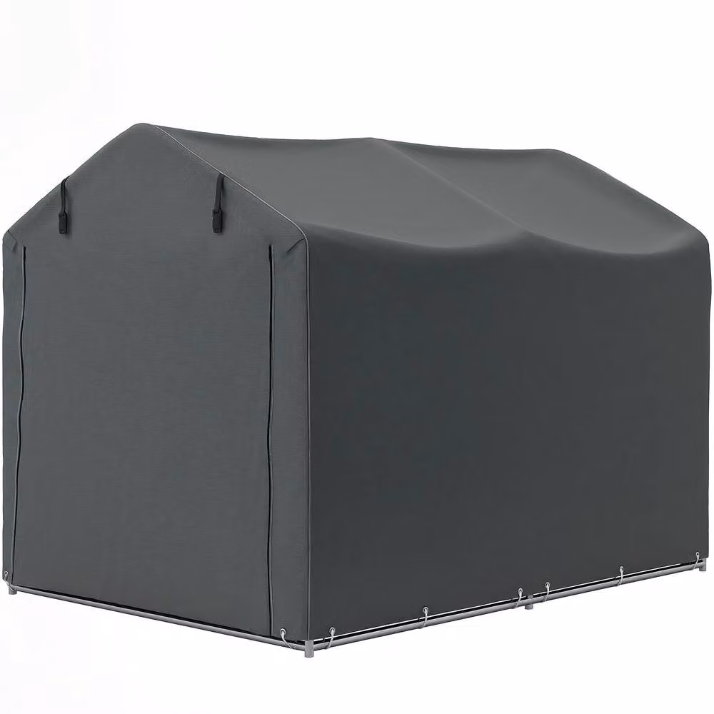 Rolipo Waterproof Garden Storage Tent with Single Zipper Door and Gable Roof, Dark Grey, W: 220 cm, D: 160 cm, H: 157 cm – 2