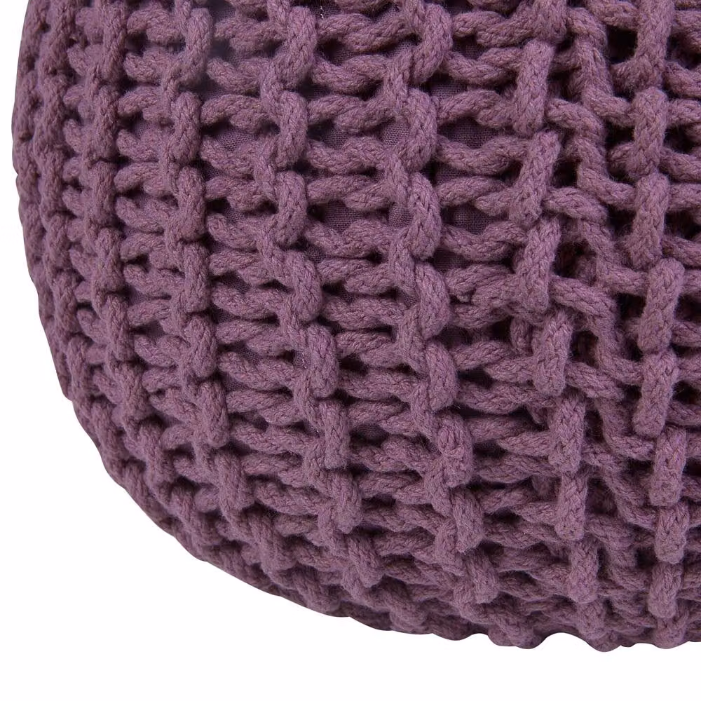 Wyld and Coco Cozy Nest Purple Knitted Pouf Ottoman, W/D/H: 50 x 35 x 35 cm – 5