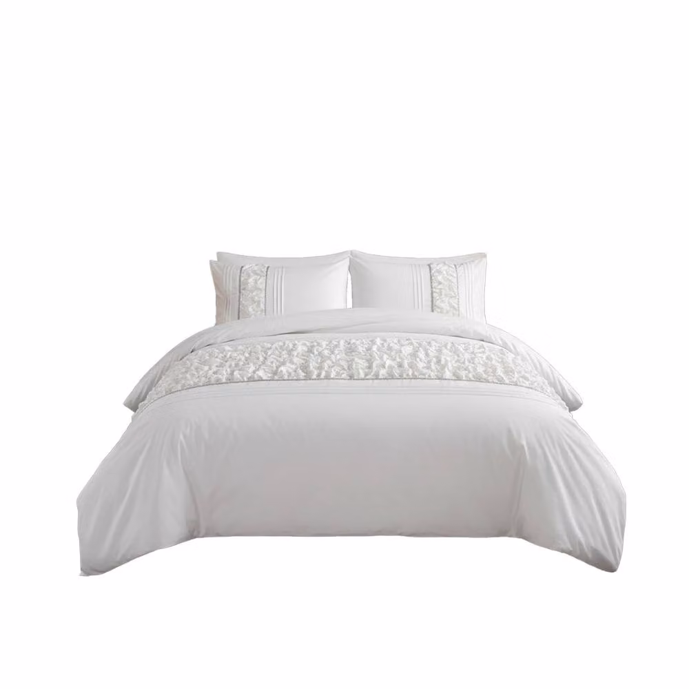 Snug City White Ruffle Design Duvet Cover and Pillowcase Set, Single – 2