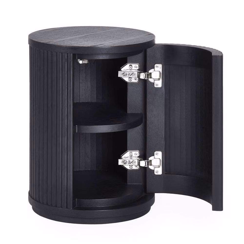 Cheshire Lauriston Fluted Side Table with Door in Black Ash – 2
