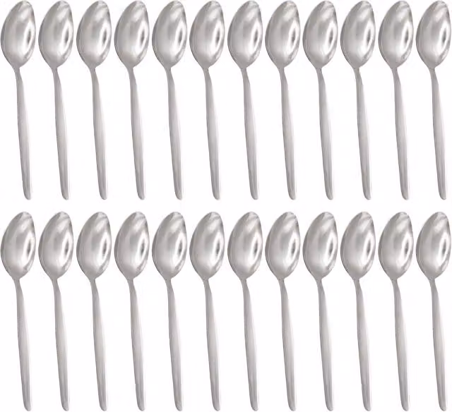Argon Tableware Silver Polished Stainless Steel Teaspoons, 24 Pack