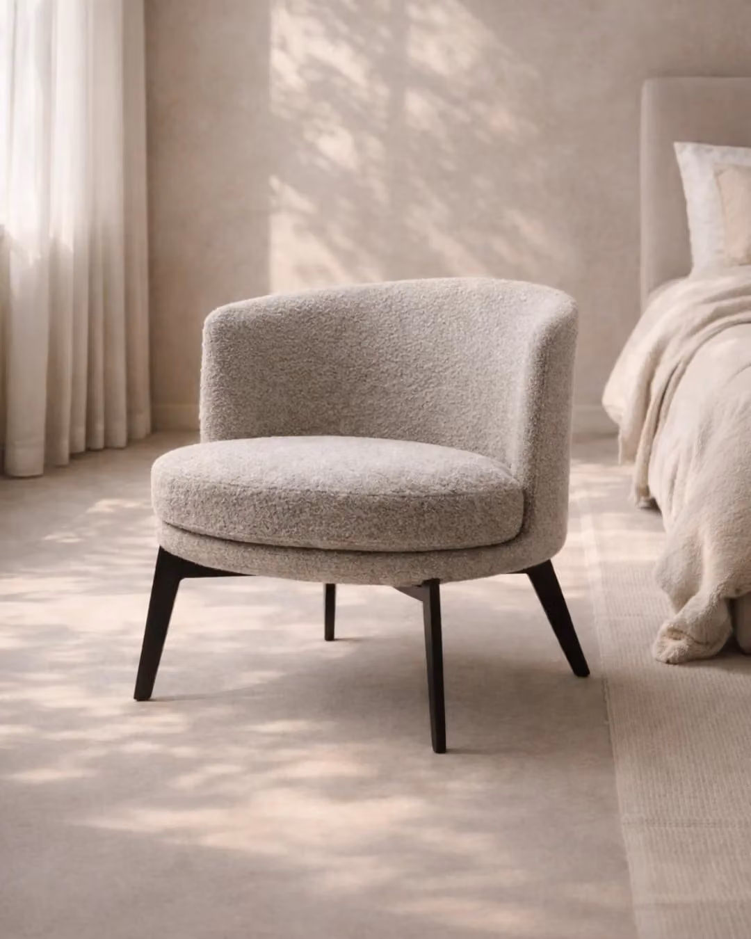 Tommy Franks Preston Lounge Chair in Beige Bouclé