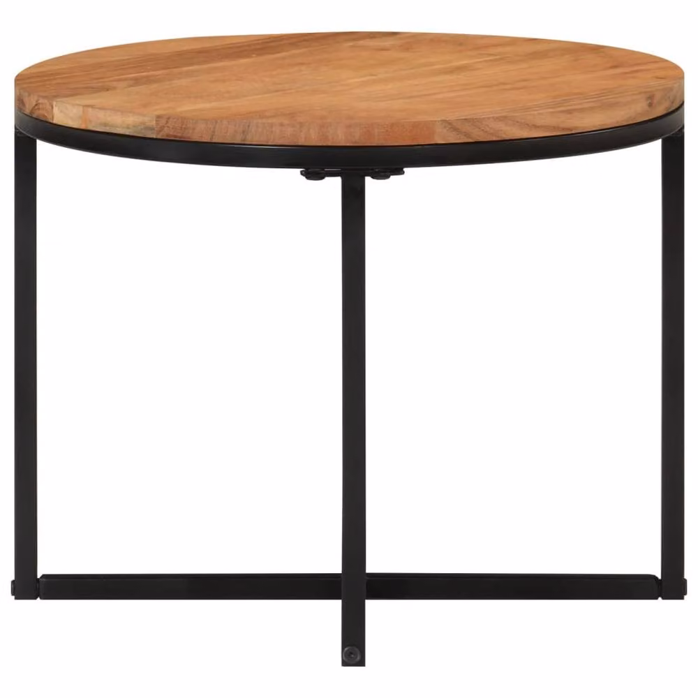 Berkfield Home Beautiful Coffee Table in Brown and Black, Solid Acacia Wood and Iron, W/D/H: 45 x 45 x 35 cm – 2