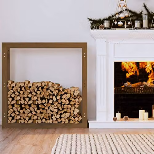 vidaXL Rustic Pine Wood Firewood Rack, Brown, W/D/H: 100 x 25 x 100 cm
