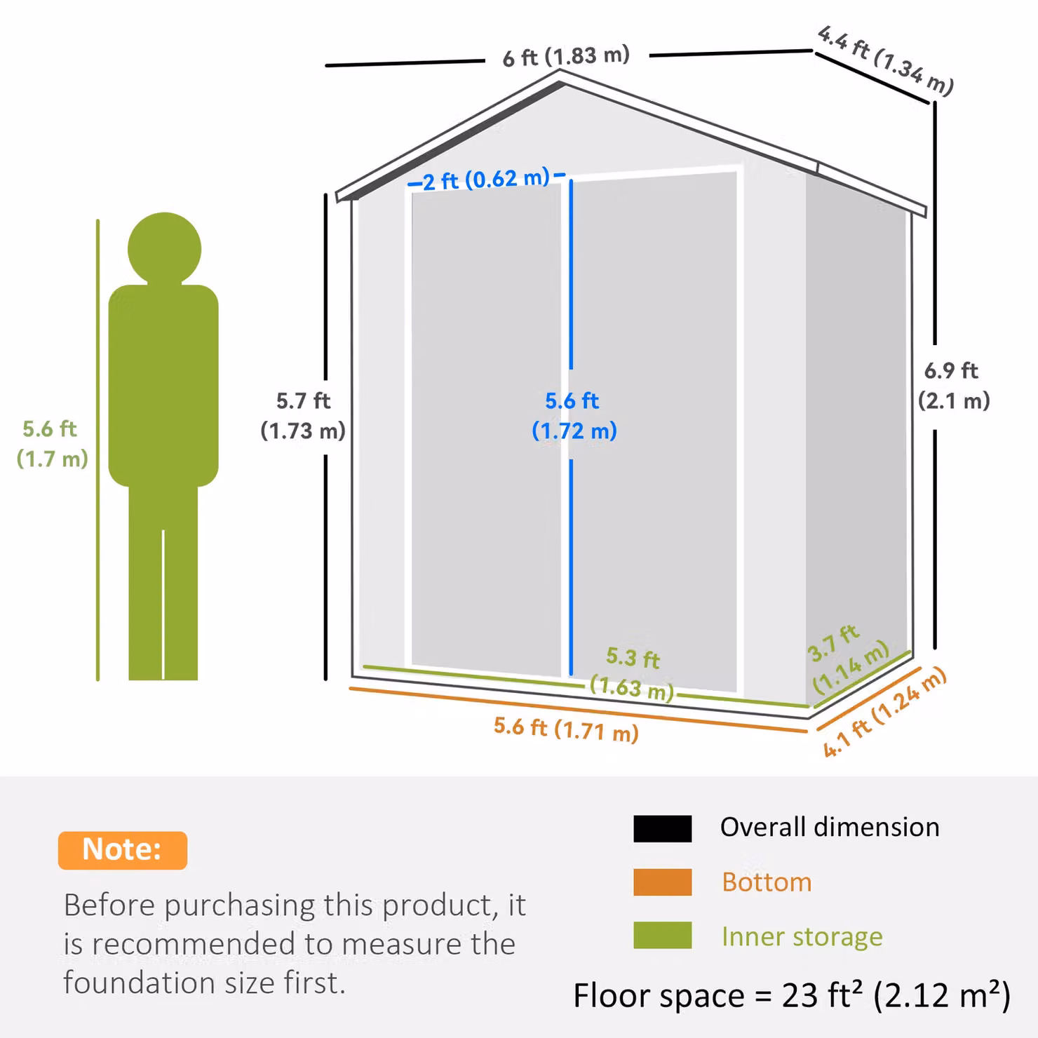 OUTSUNNY Grey Plastic Lean-to Garden Shed with Lockable Door and Window, W/D/H: 171 x 134 x 210 cm – 3