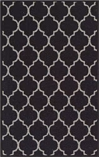 Desire Rugs Black Trellis Geometric Non-Slip Machine Washable Indoor Runner Mat, W: 80 cm, L: 300 cm – 5